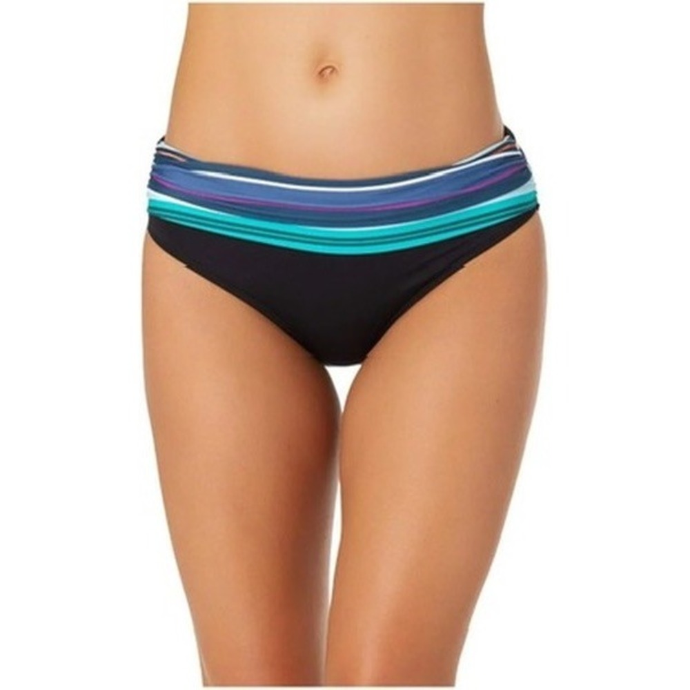 Anne Cole Fold-Over Striped Swim Bottoms for Ladies XL Multi Color $60 NWT